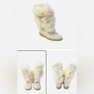 Pajar Womens Fur Slip-On Comfort Flat
Mid-Calf Boots Cream